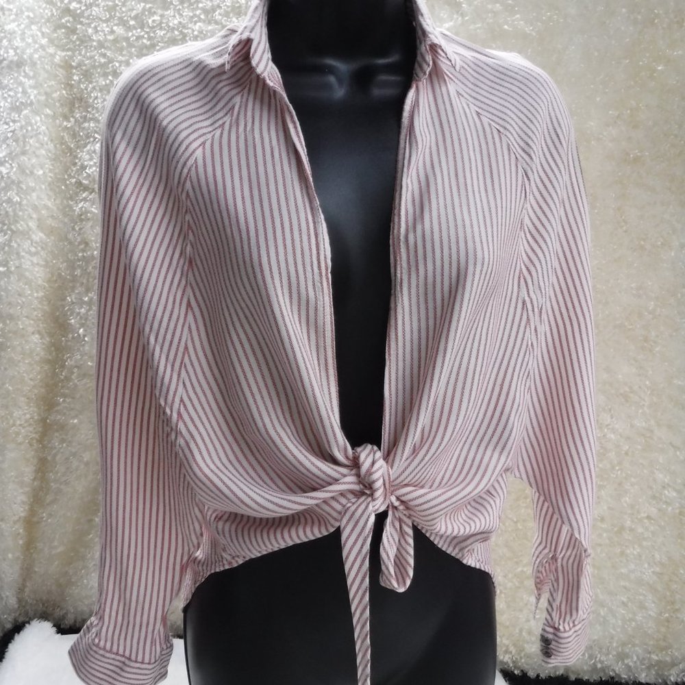 Tinsel - long sleeve Red & White Striped top, Size XS